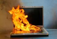 laptop on fire